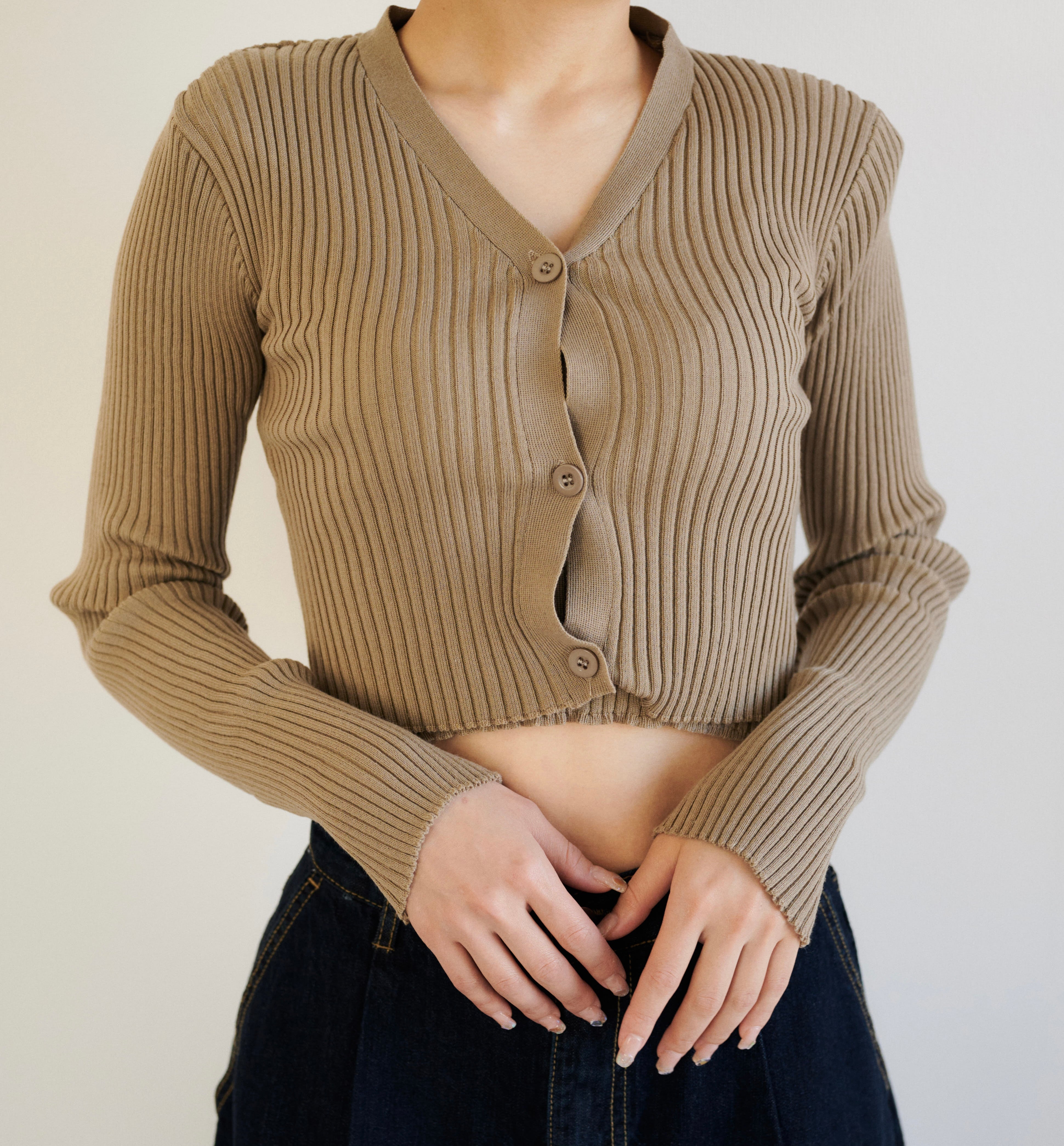 Ribknit cami ＆cardigan – SHEER