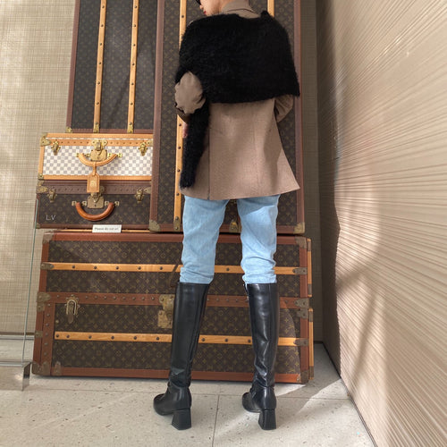 2way shaggy knit tops