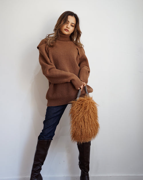 Turtleneck design knit tops
