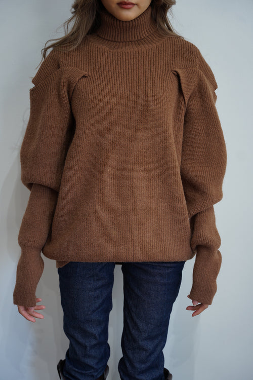 Turtleneck design knit tops