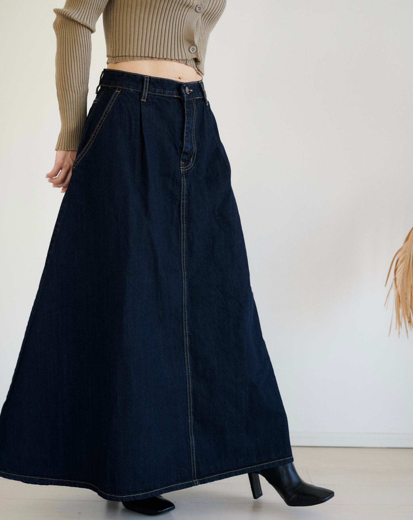 Denim long skirt