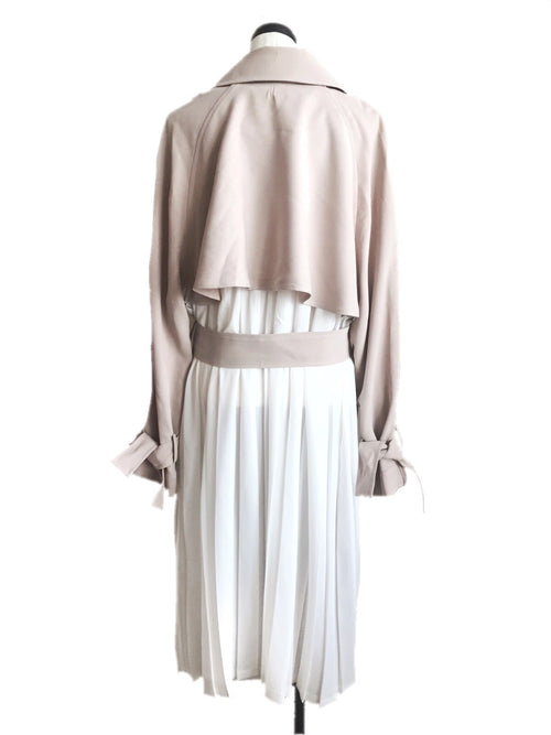 Back pleats trench coat [BLUE/BEIGE]