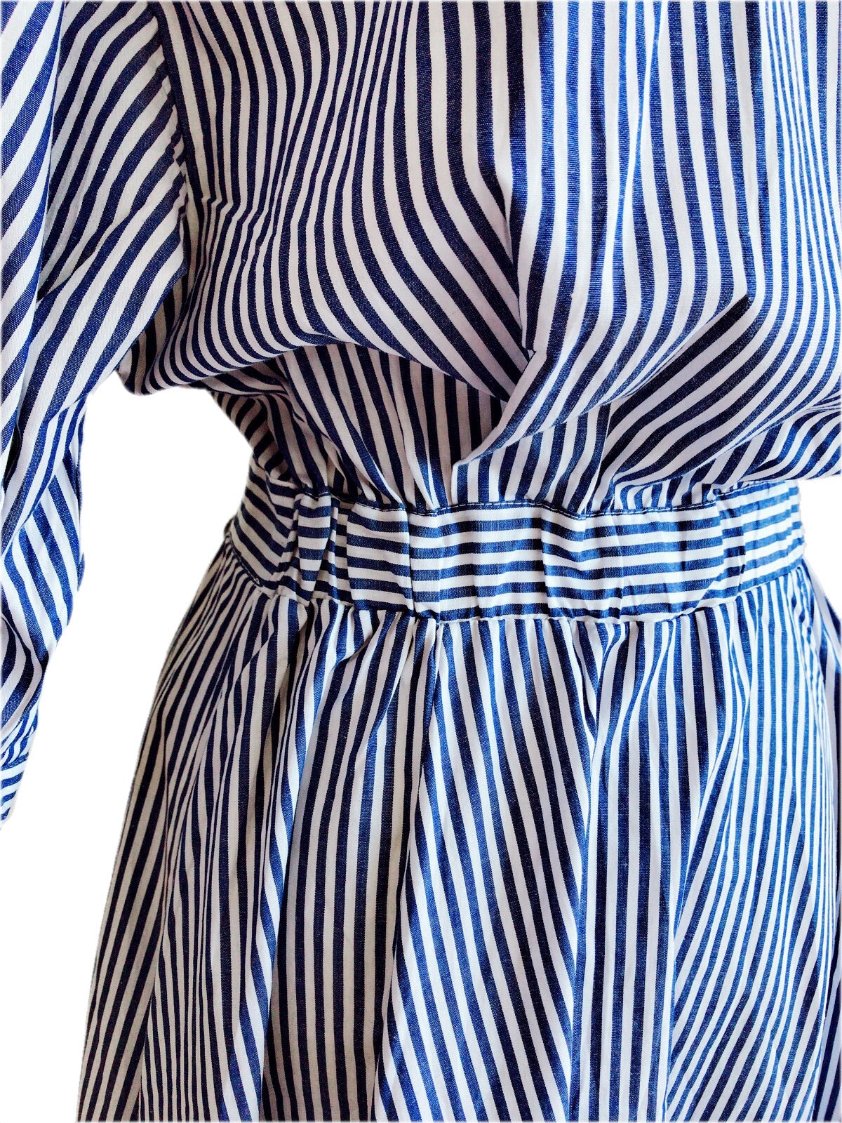 Stripe shirt one-piece