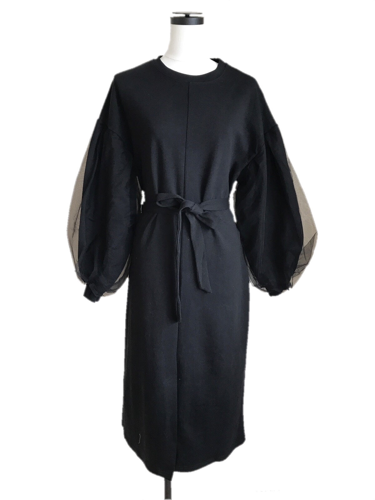 Volume sleeve onepiece [BLACK /GREY]