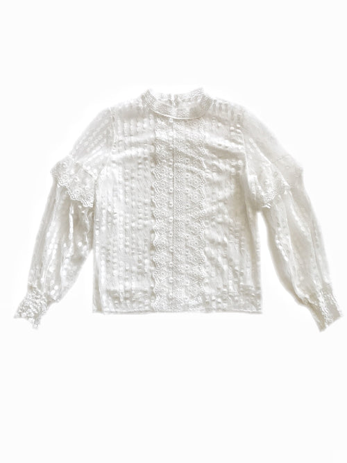 Classical lace blouse [WHITE/BLACK]